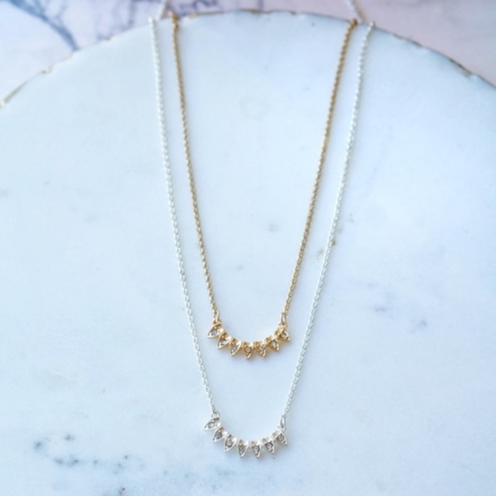 Stella & Dot | NWT Delicate Dainty Silver + Rhinestone Aurora Necklace R… - Picture 5 of 9